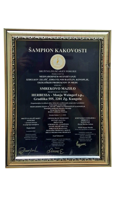 Šampion Kakovosti za smrekovo mazilo