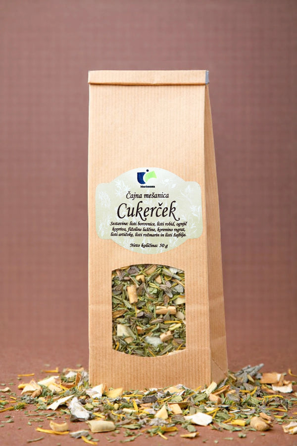 Zeliščni čaj Cukerček Herbessa – 100 % naravna čajna mešanica iz skrbno izbranih zelišč.