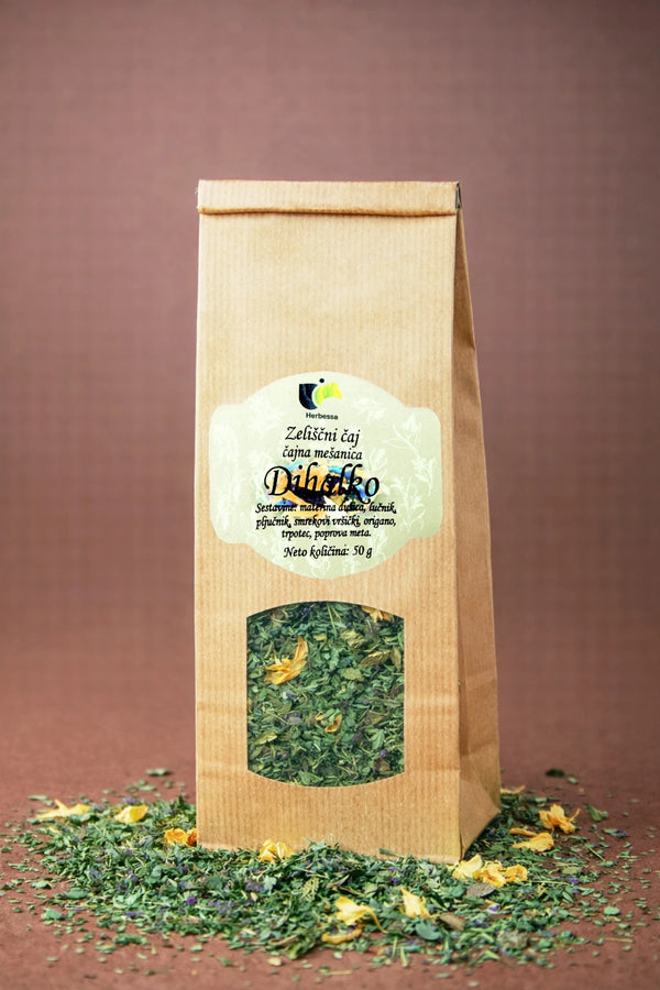 Zeliščni čaj Dihalko Herbessa – kakovostna zeliščna mešanica brez umetnih dodatkov in brez primesi.