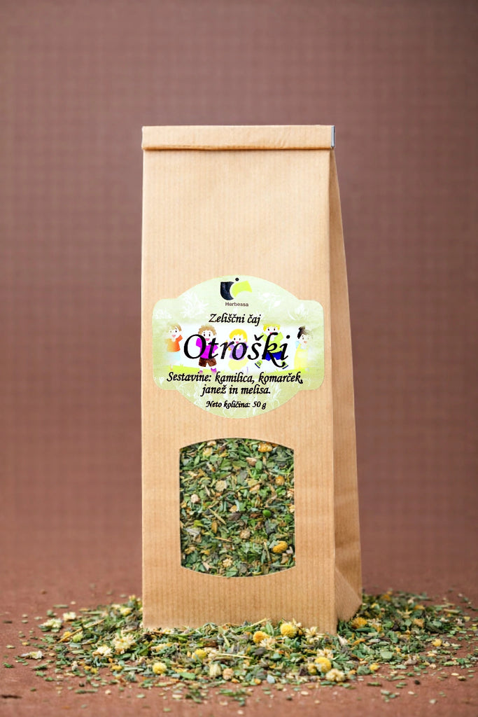 Otroški zeliščni čaj Herbessa – nežna čajna mešanica iz 100 % naravnih sestavin brez dodatkov in umetnih arom.