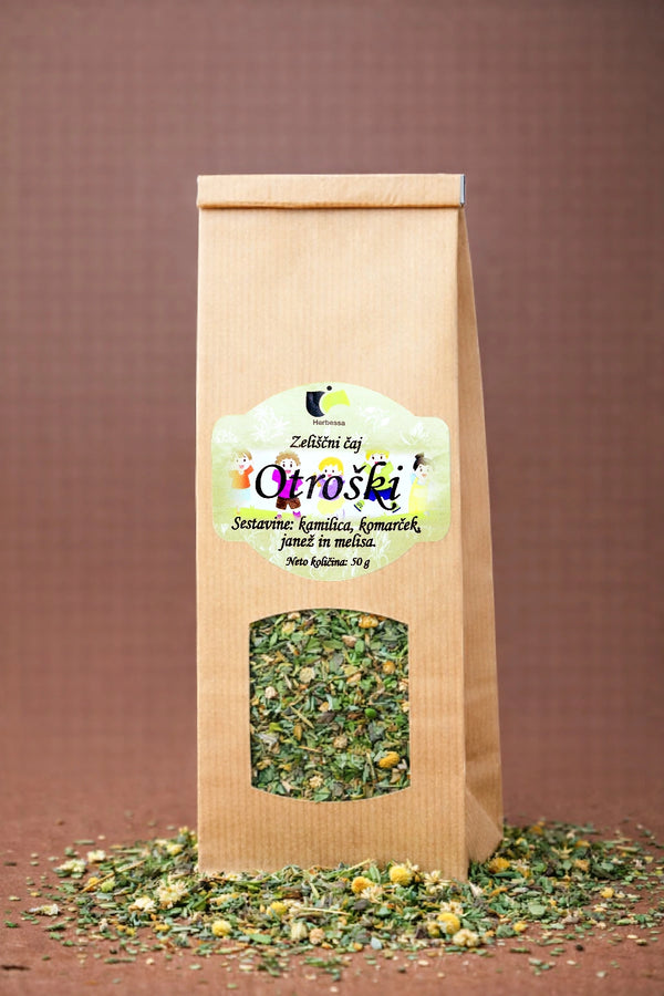 Otroški zeliščni čaj Herbessa – nežna čajna mešanica iz 100 % naravnih sestavin brez dodatkov in umetnih arom.