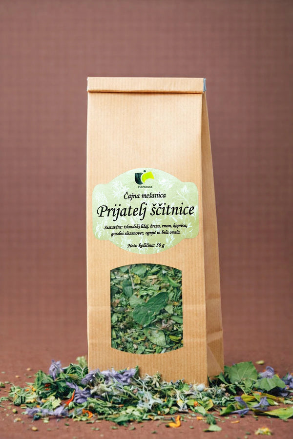 Zeliščni čaj Prijatelj ščitnice Herbessa – čista zeliščna mešanica, 100 % naravne sestavine, brez umetnih dodatkov.