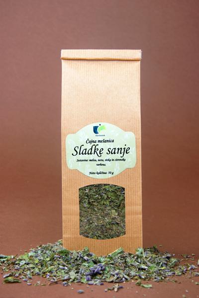 Naj vas melisa, meta, sivka in citronska verbena popeljejo v najlepši spanec, z najlepšimi sanjami. Čudovita čajna mešanica, ki je primerna za pitje pred spanjem.